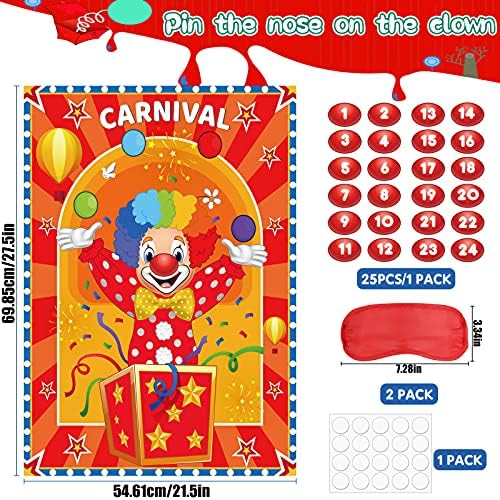 Outus Clown Nose Pin Game for Birthday Party Supplies