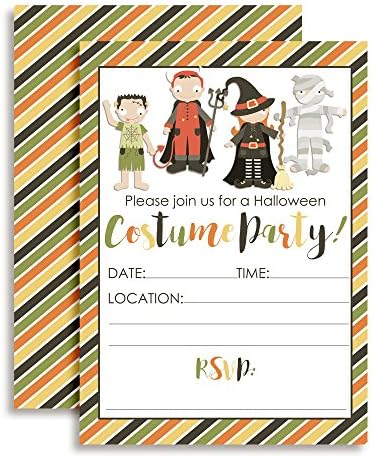 Halloween Costume Party Invitations 20pk 5x7 Fill-In Cards with Envelopes
