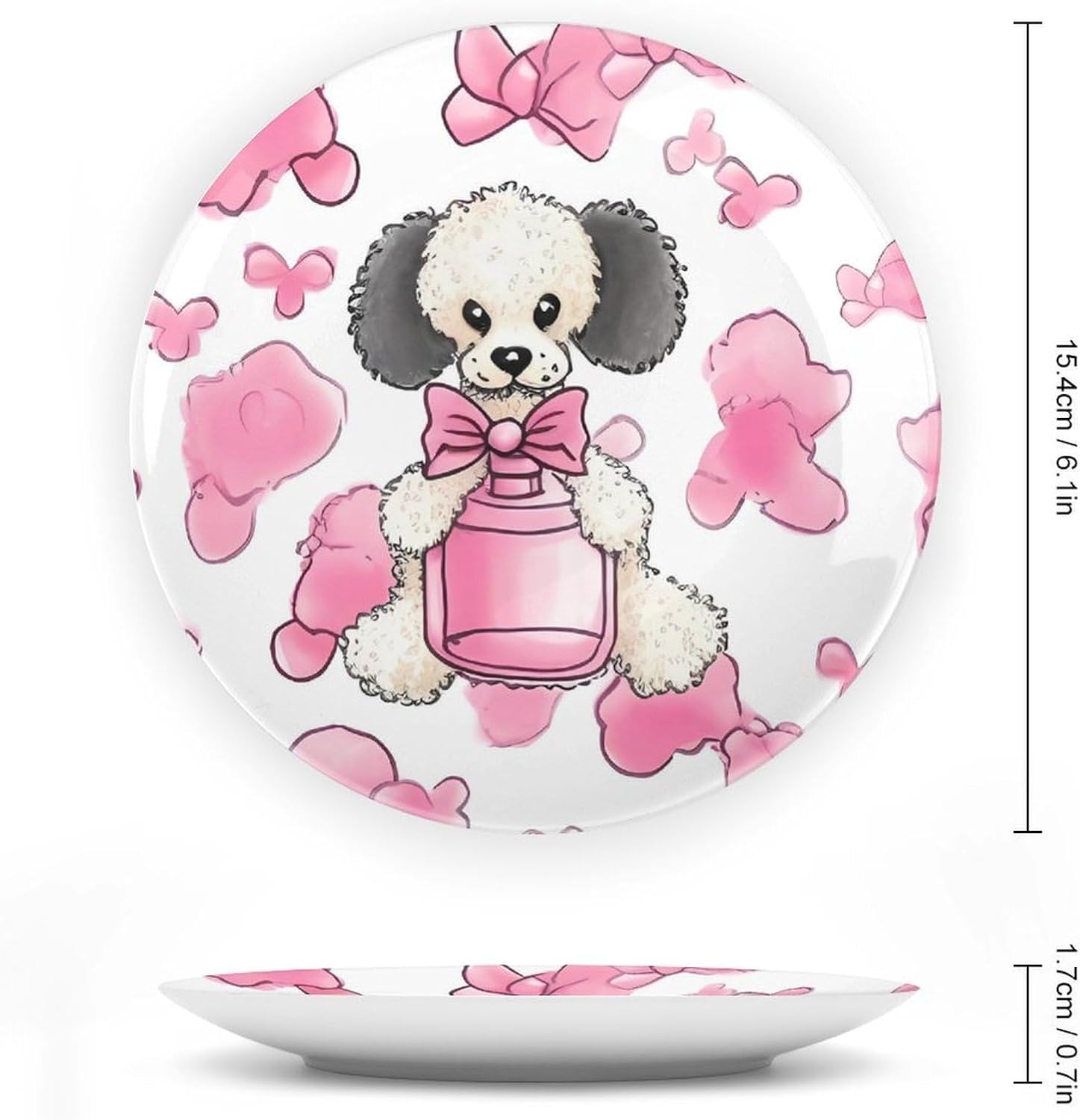 POTSCBVW Perfume Bottle And Poodle Wall Art Decor Plate Set