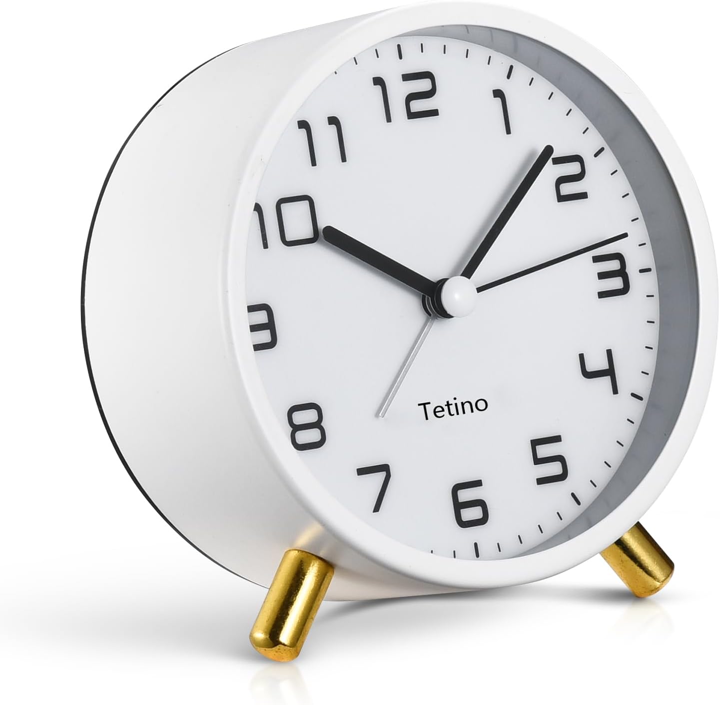 Tetino Analog Alarm Clock with Night Light White