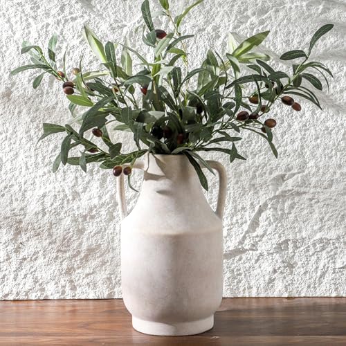 MittDitt Ceramic Flower Vase with Handles 11 Inch Tall