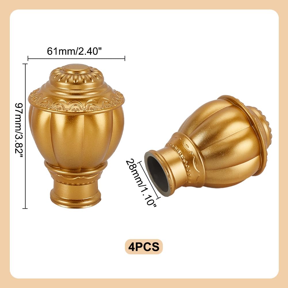 AHANDMAKER 4 Pcs Gold Plastic Curtain Rod Finials
