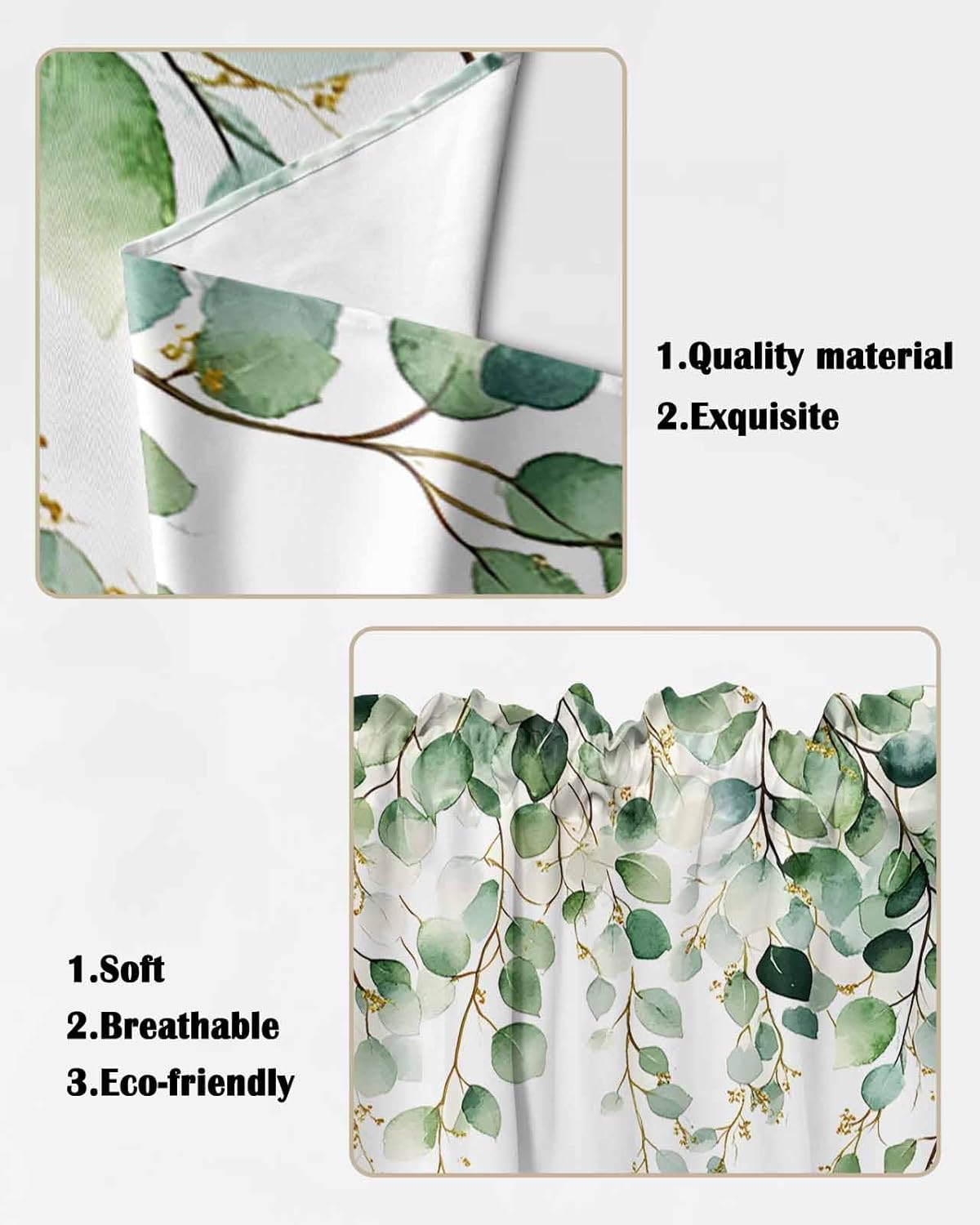 Eucalyptus Swag Curtains Valance for Kitchen Windows