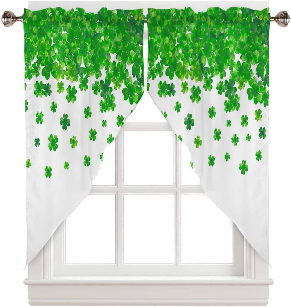 St Patricks Day Kitchen Curtains Lucky Shamrock Valance Set