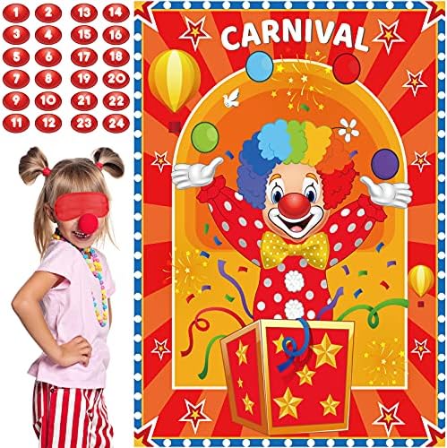 Outus Clown Nose Pin Game for Birthday Party Supplies