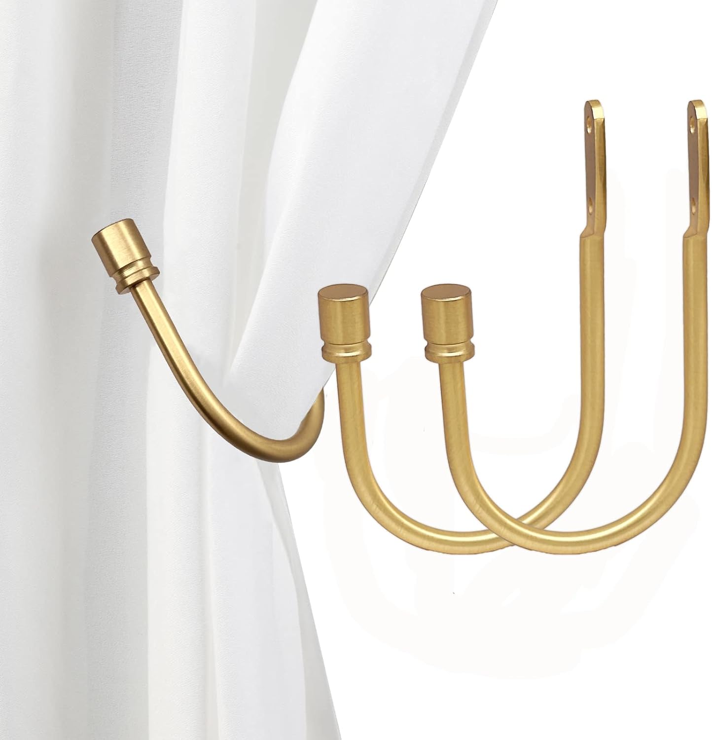 2 PCS Dark Gold Metal Curtain Holdbacks with Hooks and Finials