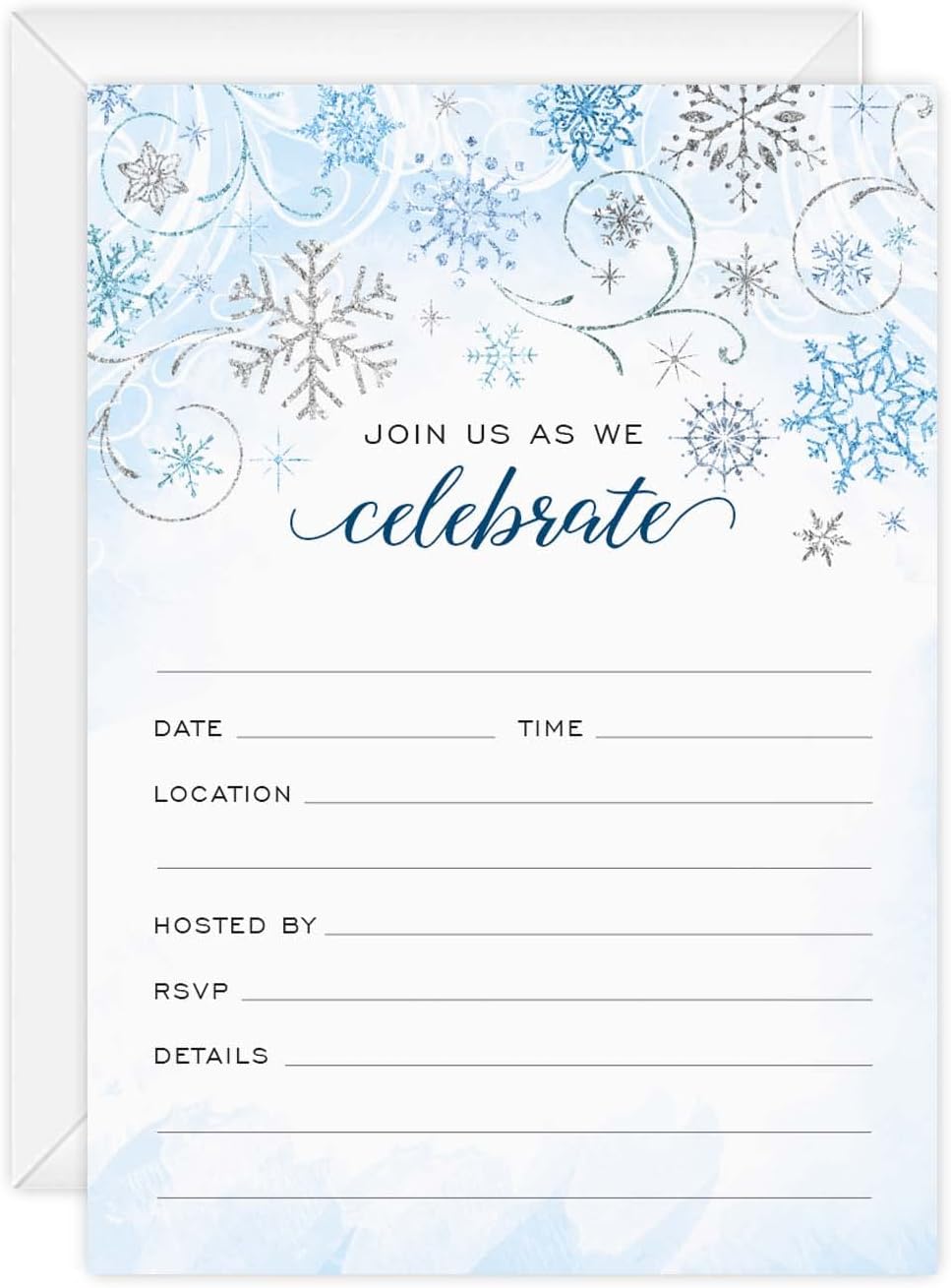Canopy Street Faux Glitter Winter Party Invitations 5x7