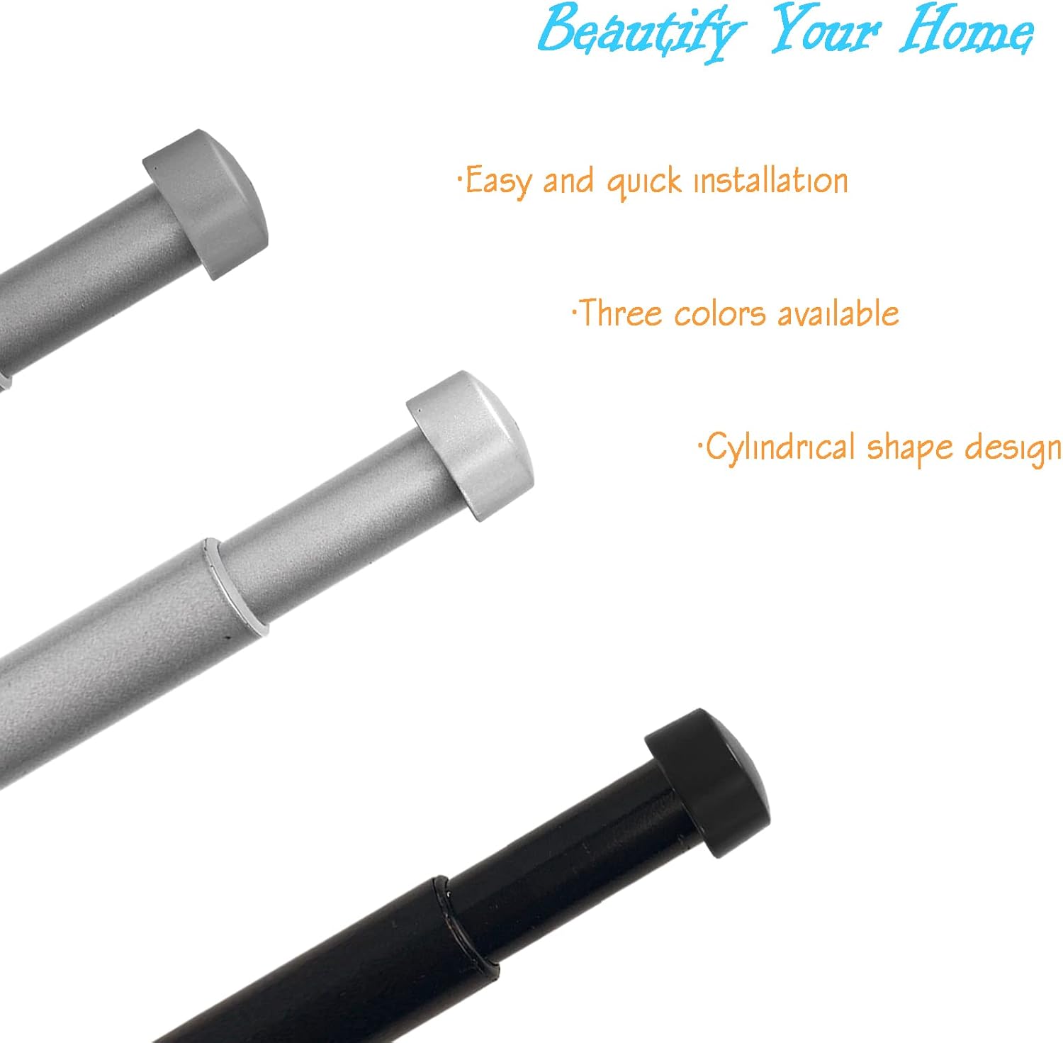 4 Pcs Black Plastic Curtain Rod Finials for 34 Inch Rods