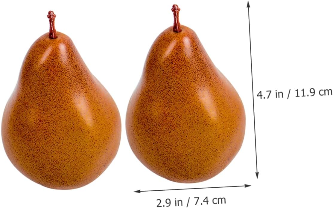 VICASKY 2Pcs Lifelike Faux Pears Artificial Fruit Display Prop