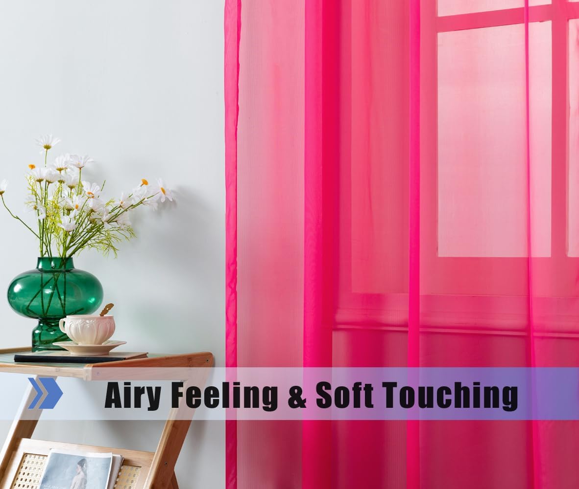 WPM Hot Pink Sheer Window Valance Scarf Panel