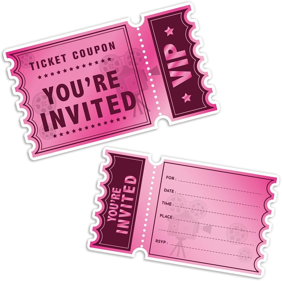 Movie Pink VIP Party Invitations Set of 15