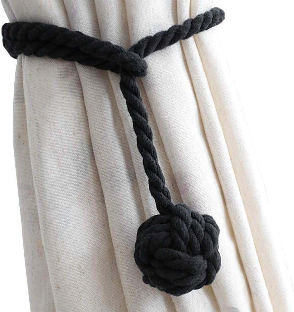 Melaluxe 4 Pack Heavy Duty Curtain Tiebacks - Black