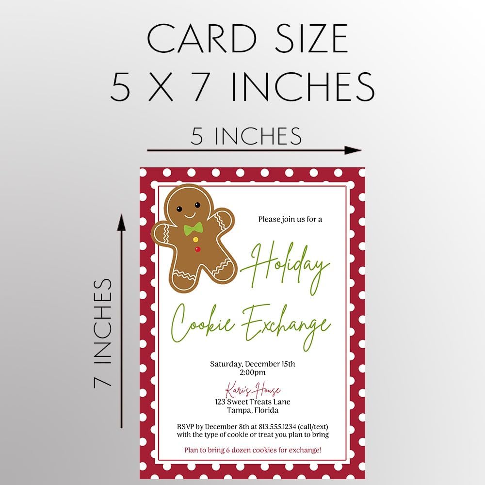 Gingerbread Cookie Exchange Invites with Polka Dots