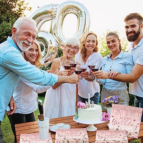 Pink Rose Gold Party Napkins 40Pcs Disposable Birthday Decor