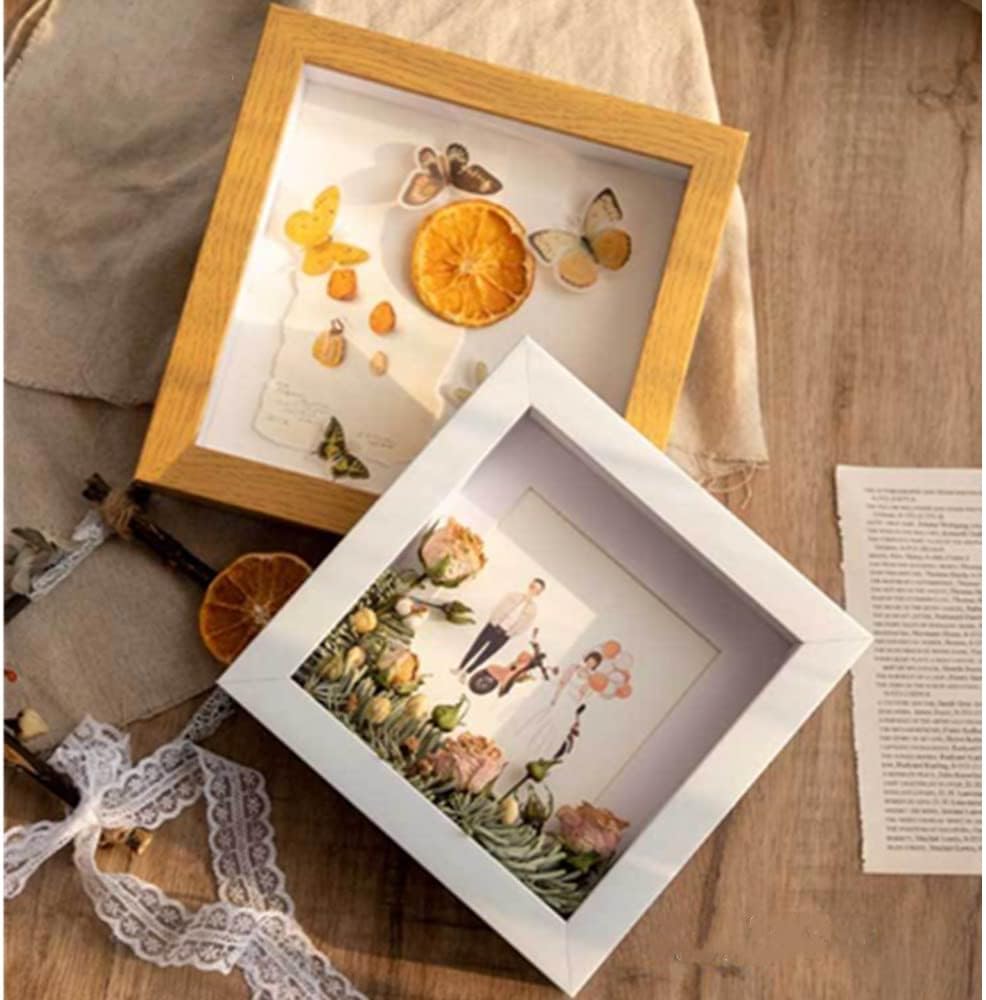 White 8x10 Wood Shadow Box Frame with Glass Door