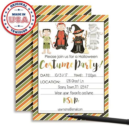 Halloween Costume Party Invitations 20pk 5x7 Fill-In Cards with Envelopes
