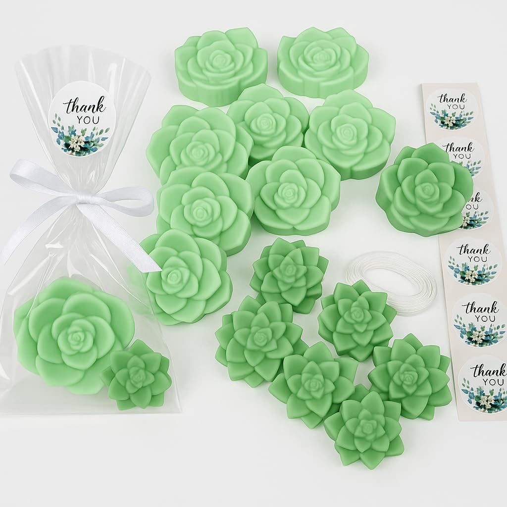 DIY Succulent Shaped Soap Favor Kit 20 Green Cactus Blossom Scented Soaps