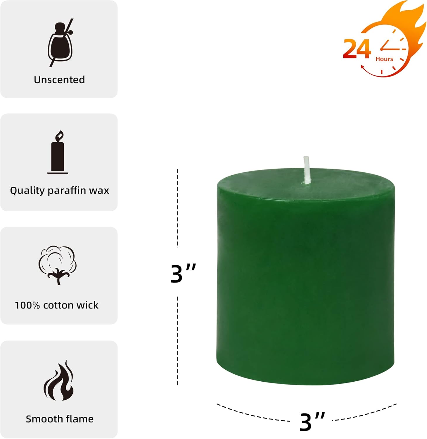 3 Inch Hunter Green Pillar Candle 1