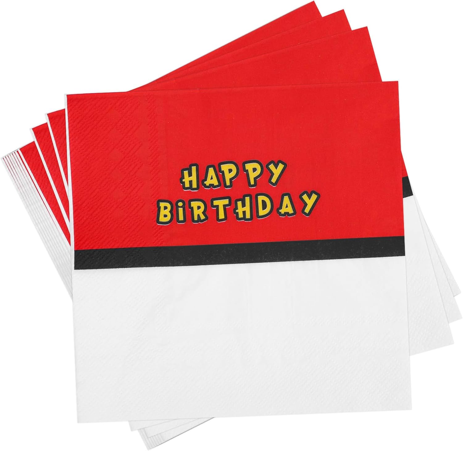 60pcs Happy Birthday Napkins Red White Cartoon Party Decor