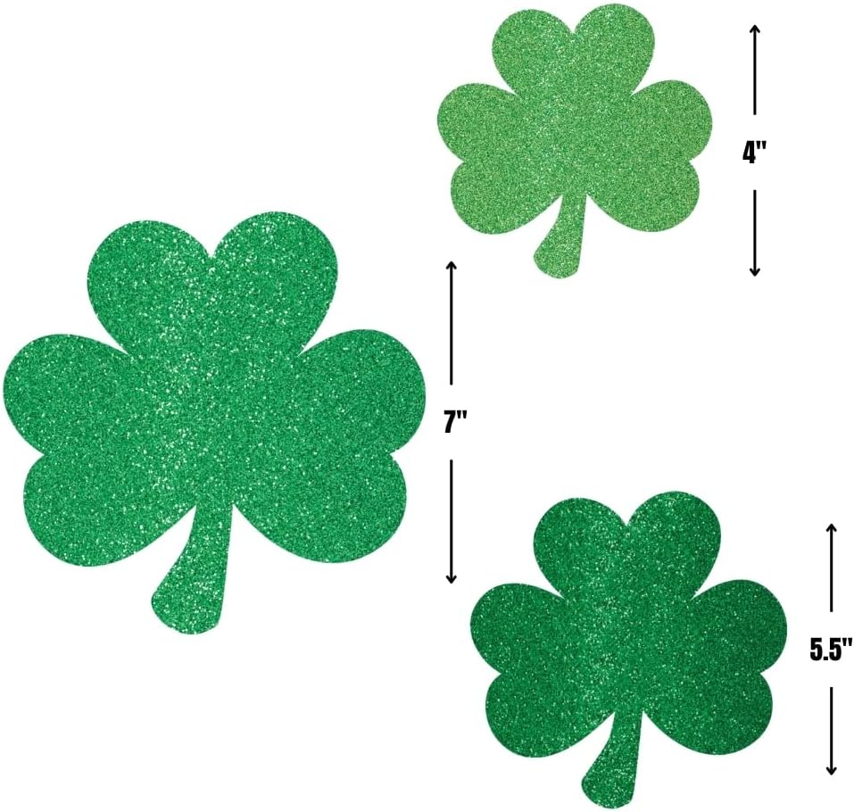 Mini Glitter Green Shamrock Paper Cutouts Pack Of 10