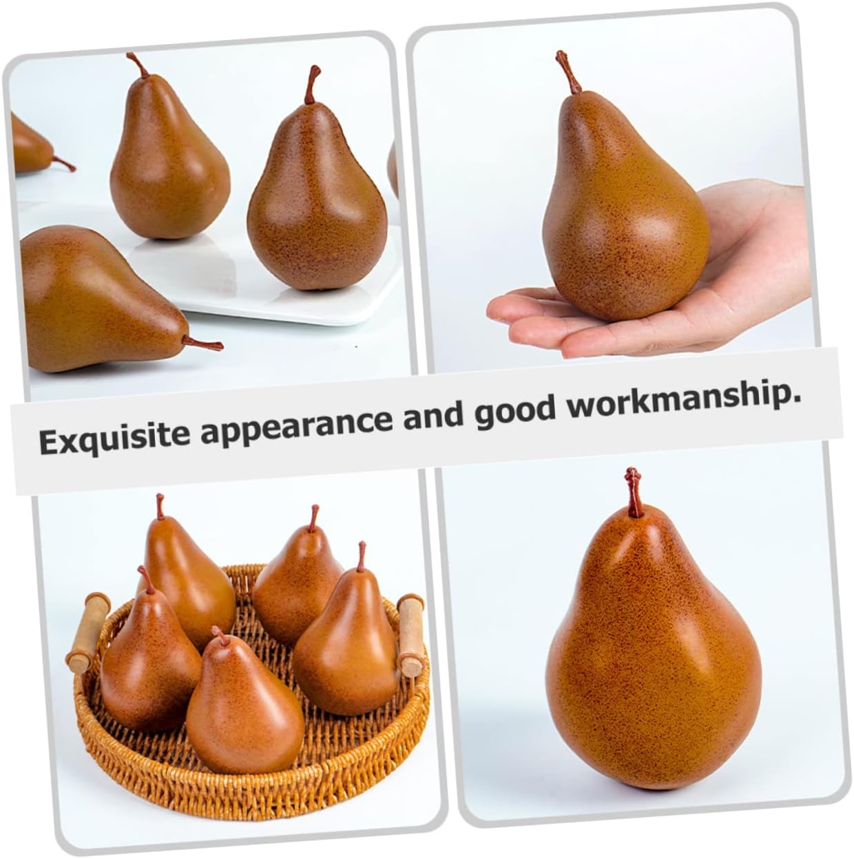 VICASKY 2Pcs Lifelike Faux Pears Artificial Fruit Display Prop