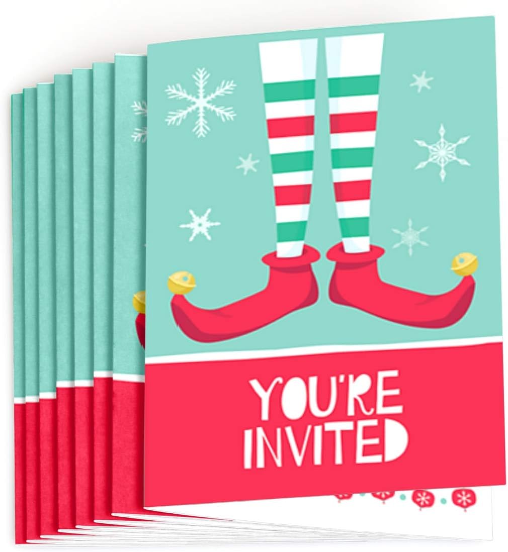 Big Dot of Happiness Elf Squad Party Invitations 8 Count