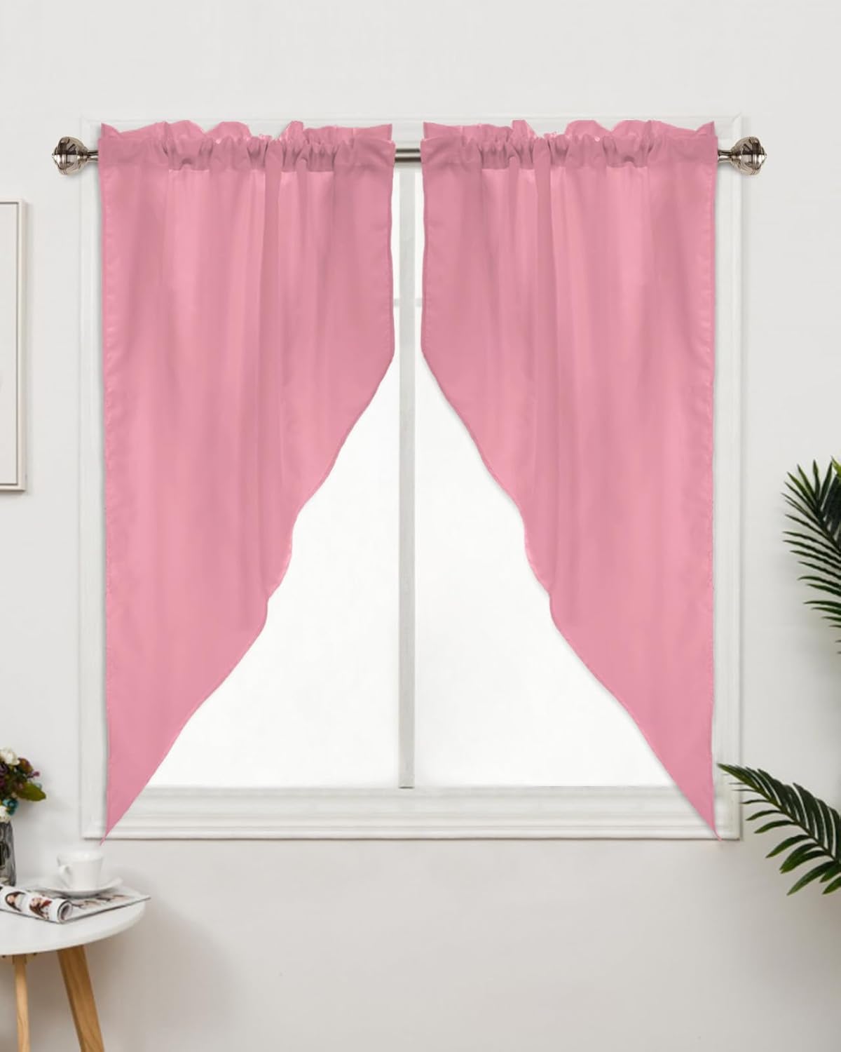 Pink Swag Valances for Kitchen Windows 36x56 In