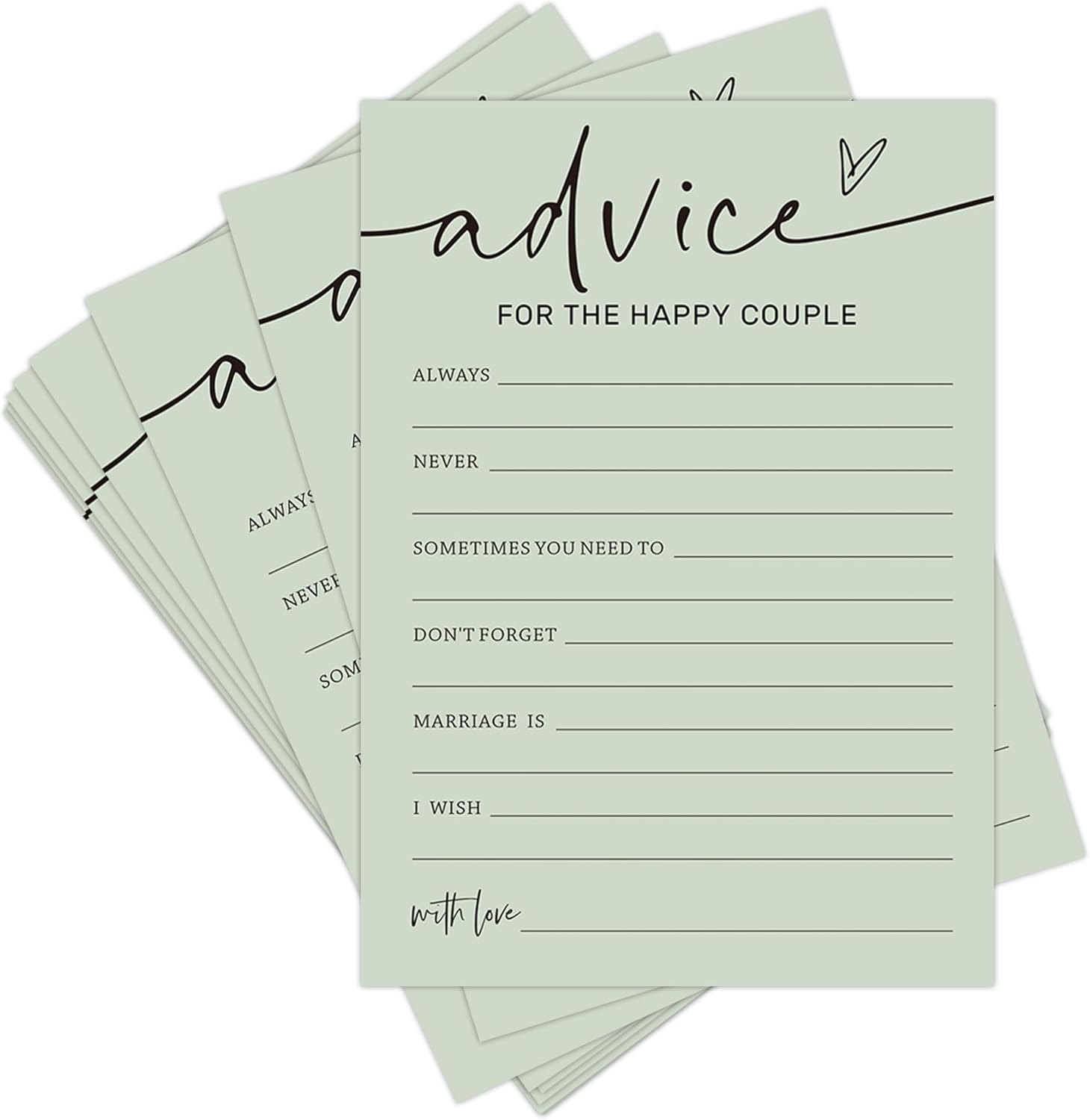 Bridal Shower Game Cards Set of 25 Sage Green