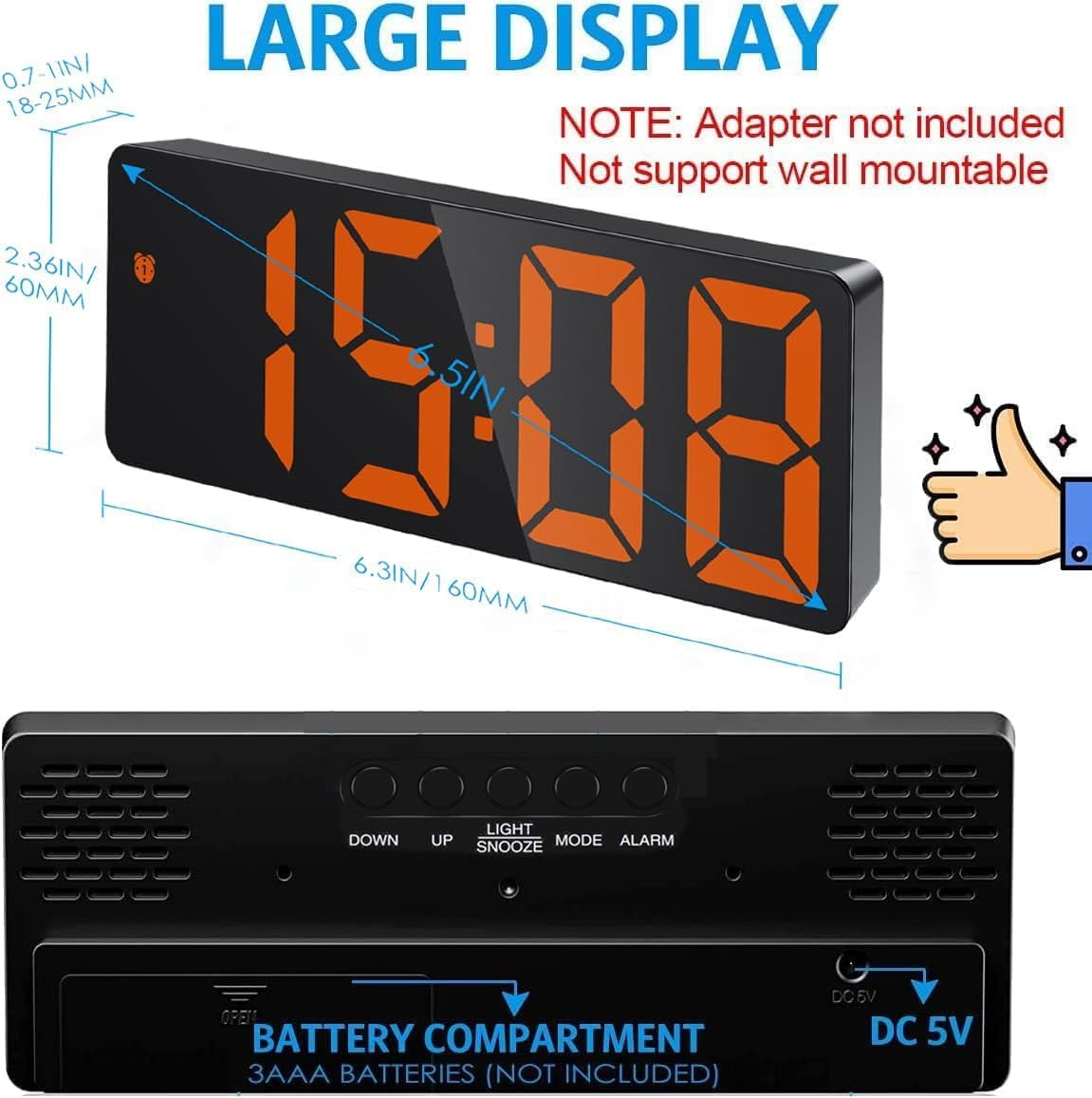 AMIR Digital Alarm Clock with LED Display and Voice Control