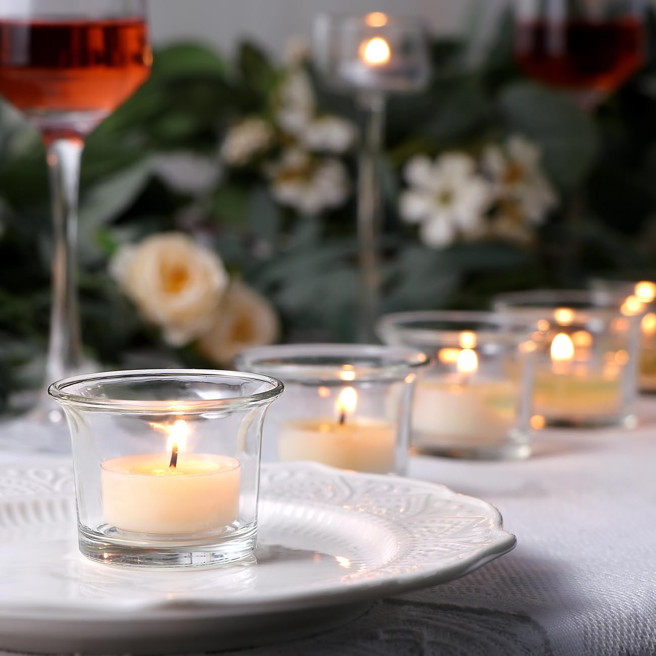 Letine Tea Light Holder Set of 12 Clear Glass Votive Candle Holders