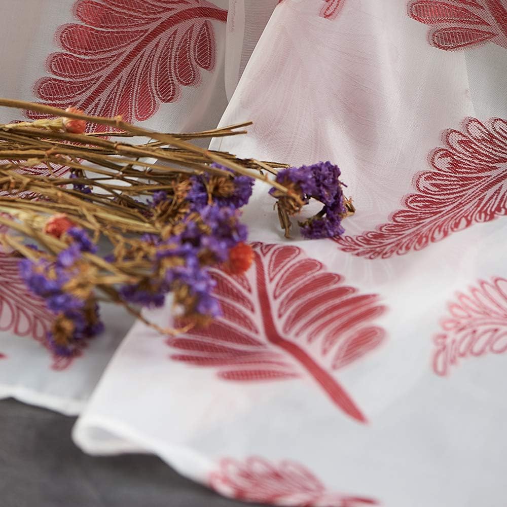 KEQIAOSUOCAI Christmas Red Sheer Luxury Curtain Scarf 52x144 Inches
