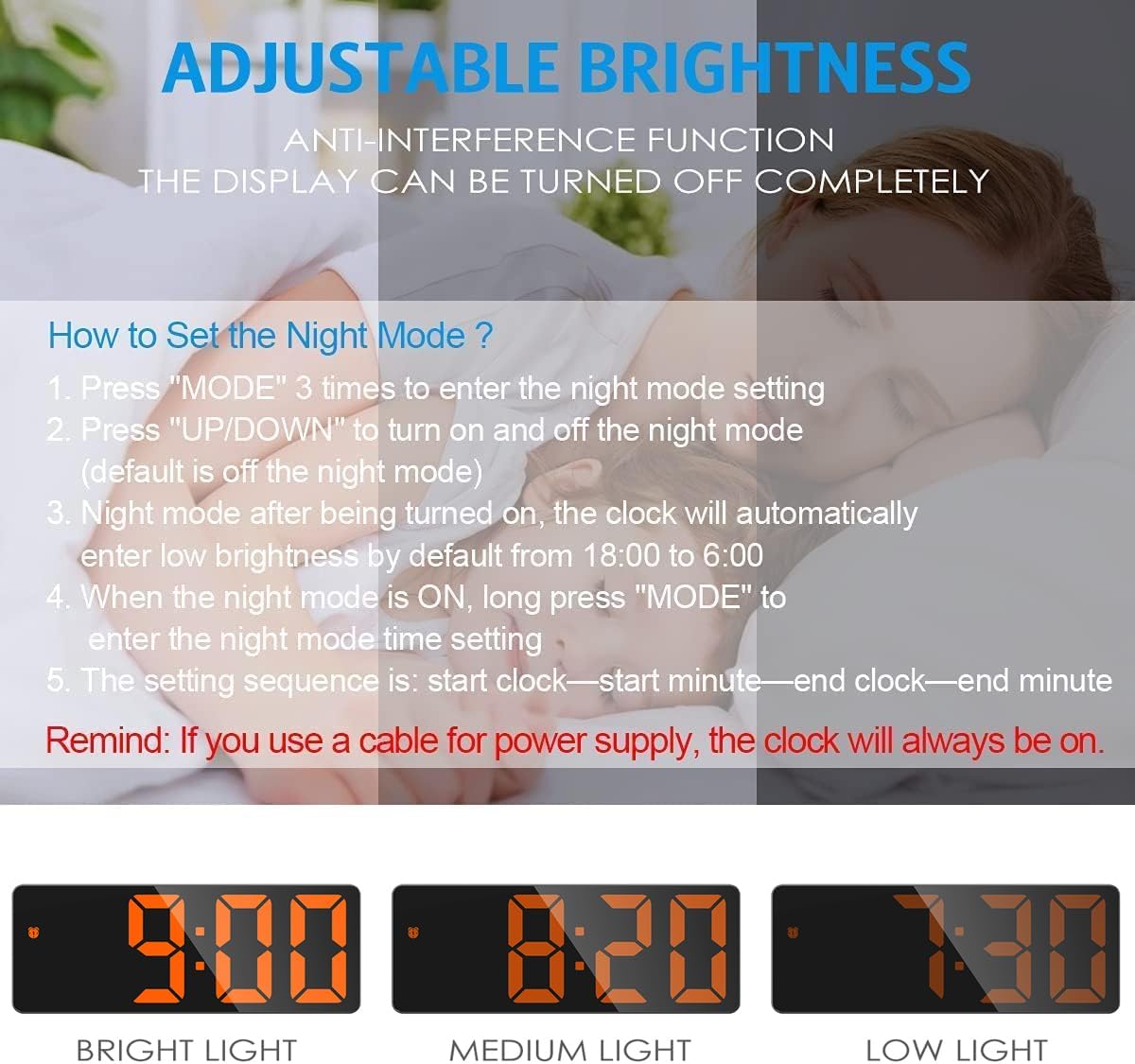 AMIR Digital Alarm Clock with LED Display and Voice Control