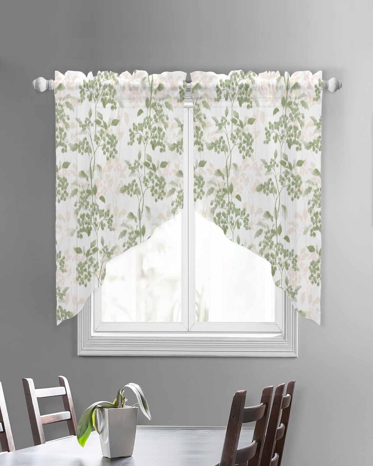 Sage Green Swag Curtains 2 Panels Set 36 Inch Length