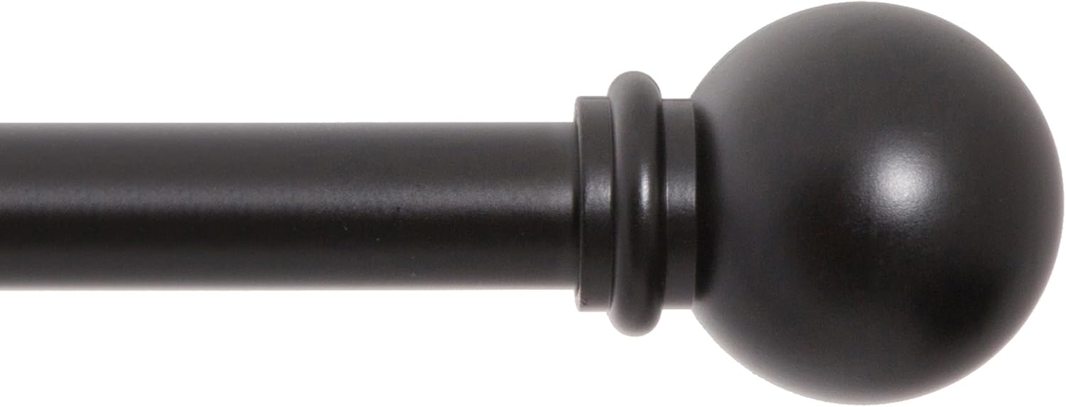 Kenney Chelsea Ball End Window Curtain Rod Black 48-86 Inch Adjustable
