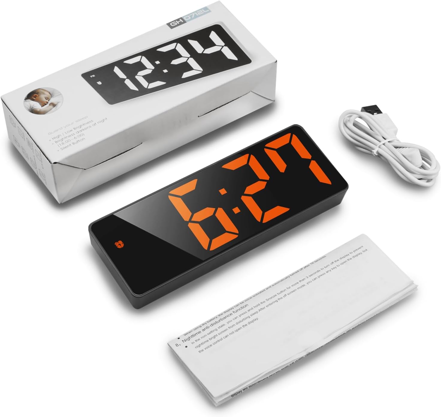 AMIR Digital Alarm Clock with LED Display and Voice Control
