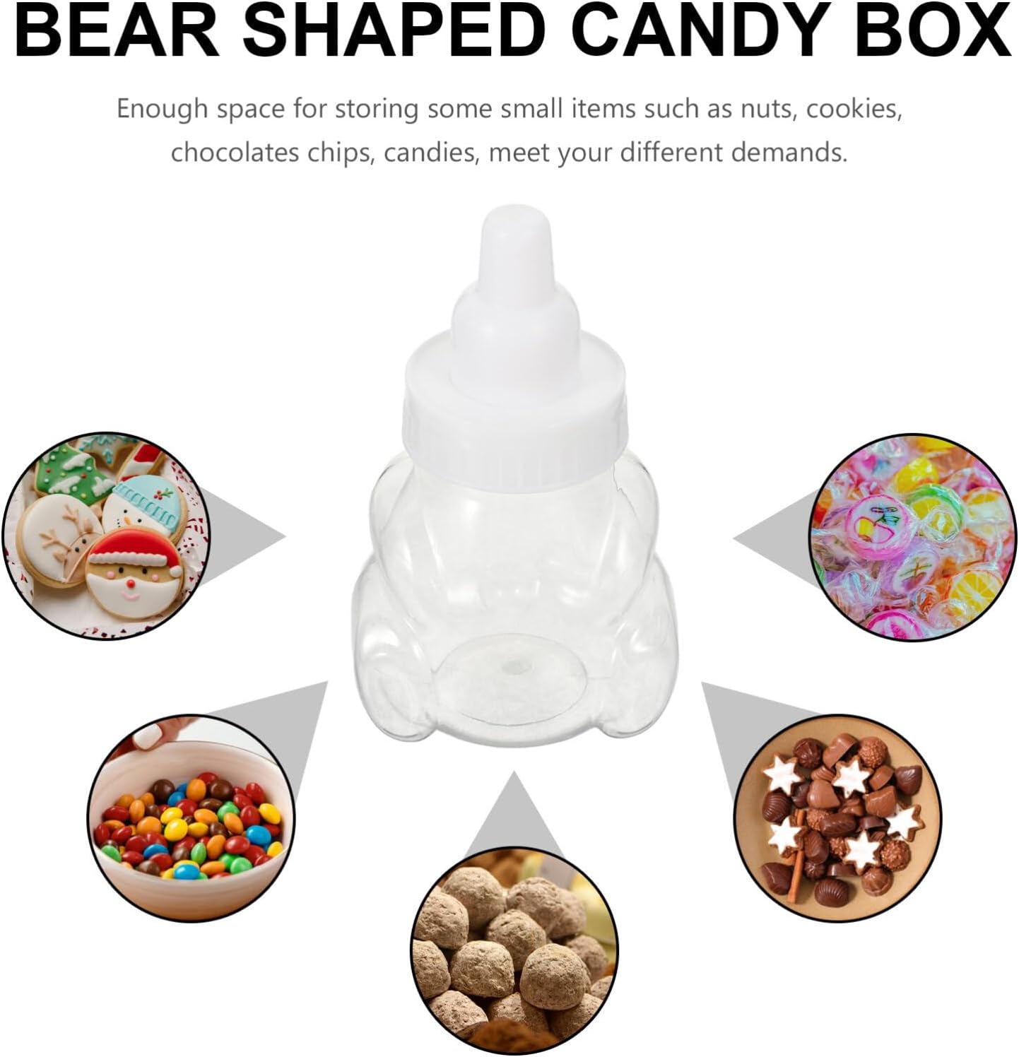 Cabilock Bear Shaped Candy Boxes 12pcs Clear Plastic Wedding Treat Containers