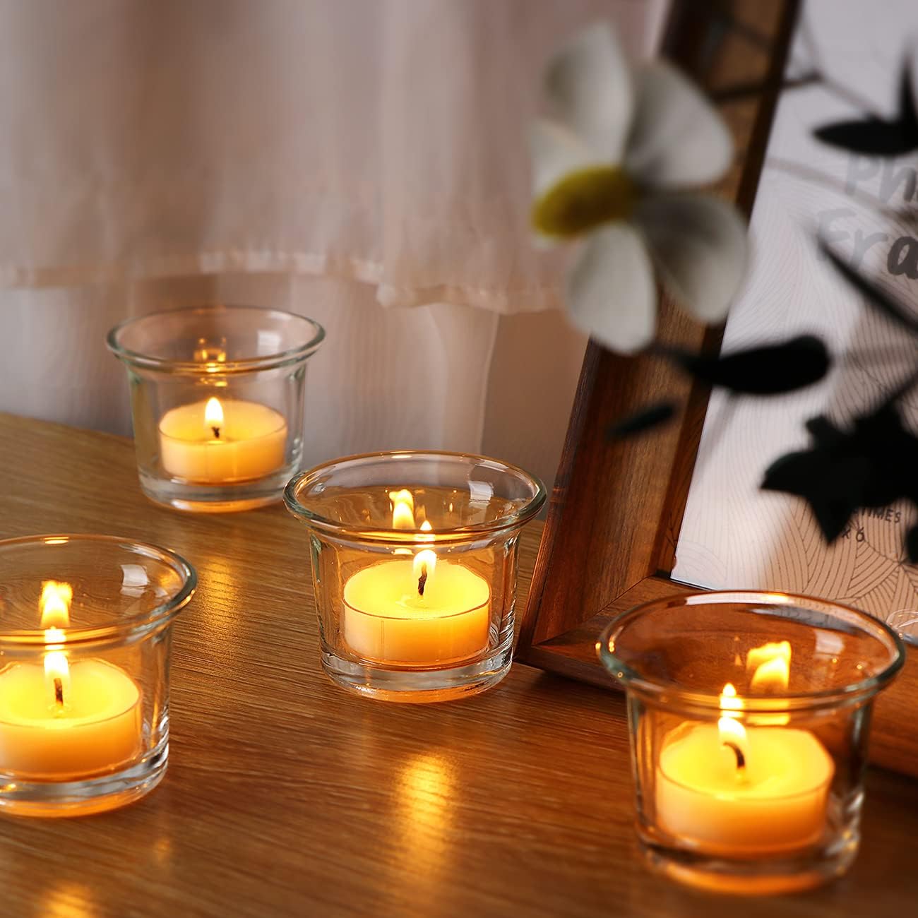 Letine Tea Light Holder Set of 12 Clear Glass Votive Candle Holders