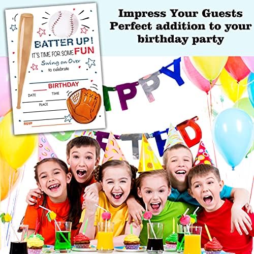 Baseball Birthday Party Invitation Cards with Envelopes