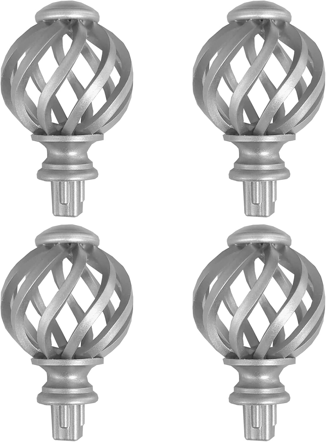 4 Pcs Spiral Cage Curtain Rod Finials for 58 Inch Rod