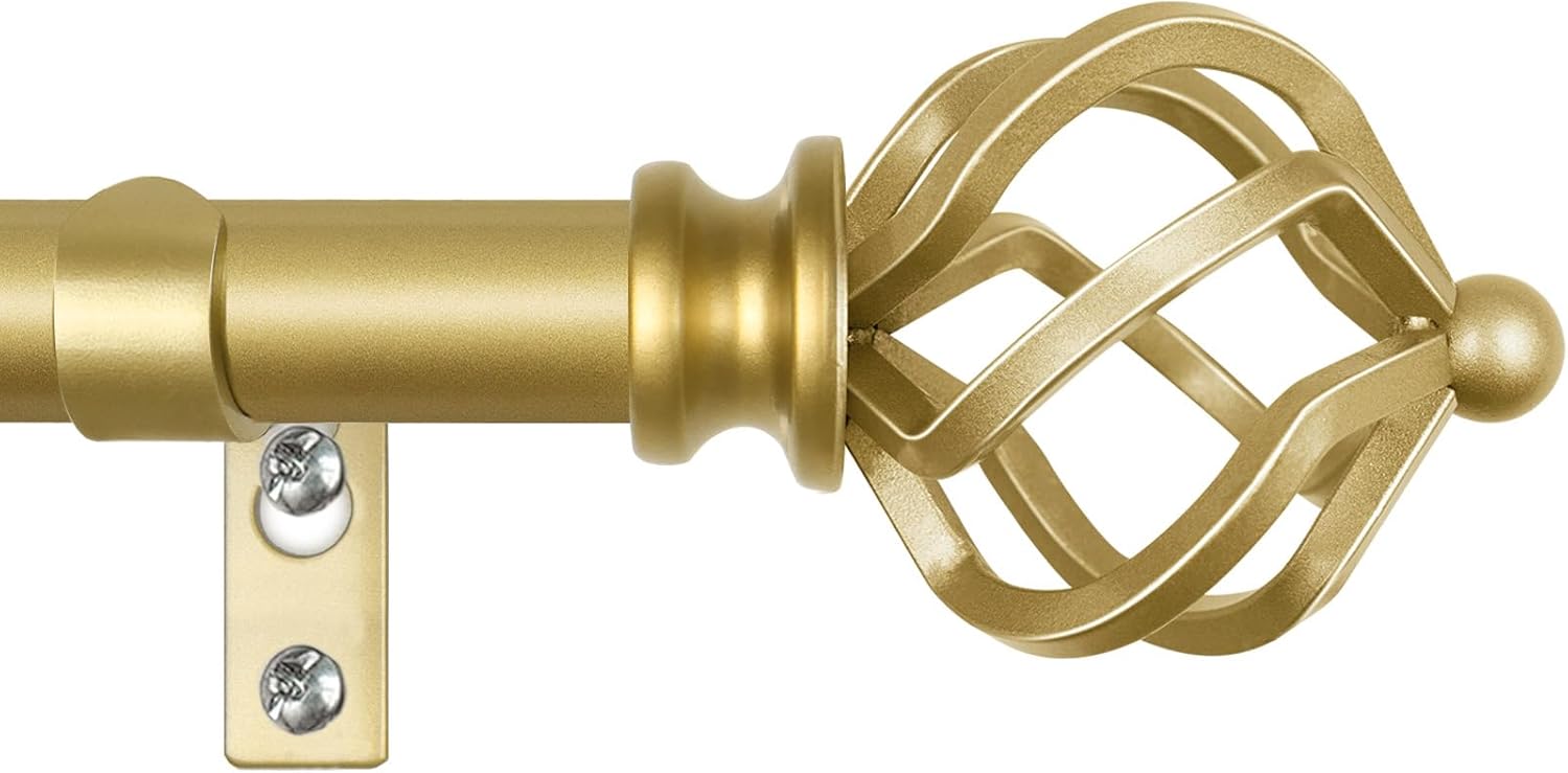 KAMANINA Top Bead Twisted Cage Finials 2pcs Warm Gold