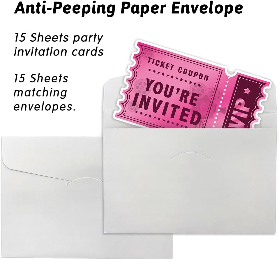 Movie Pink VIP Party Invitations Set of 15