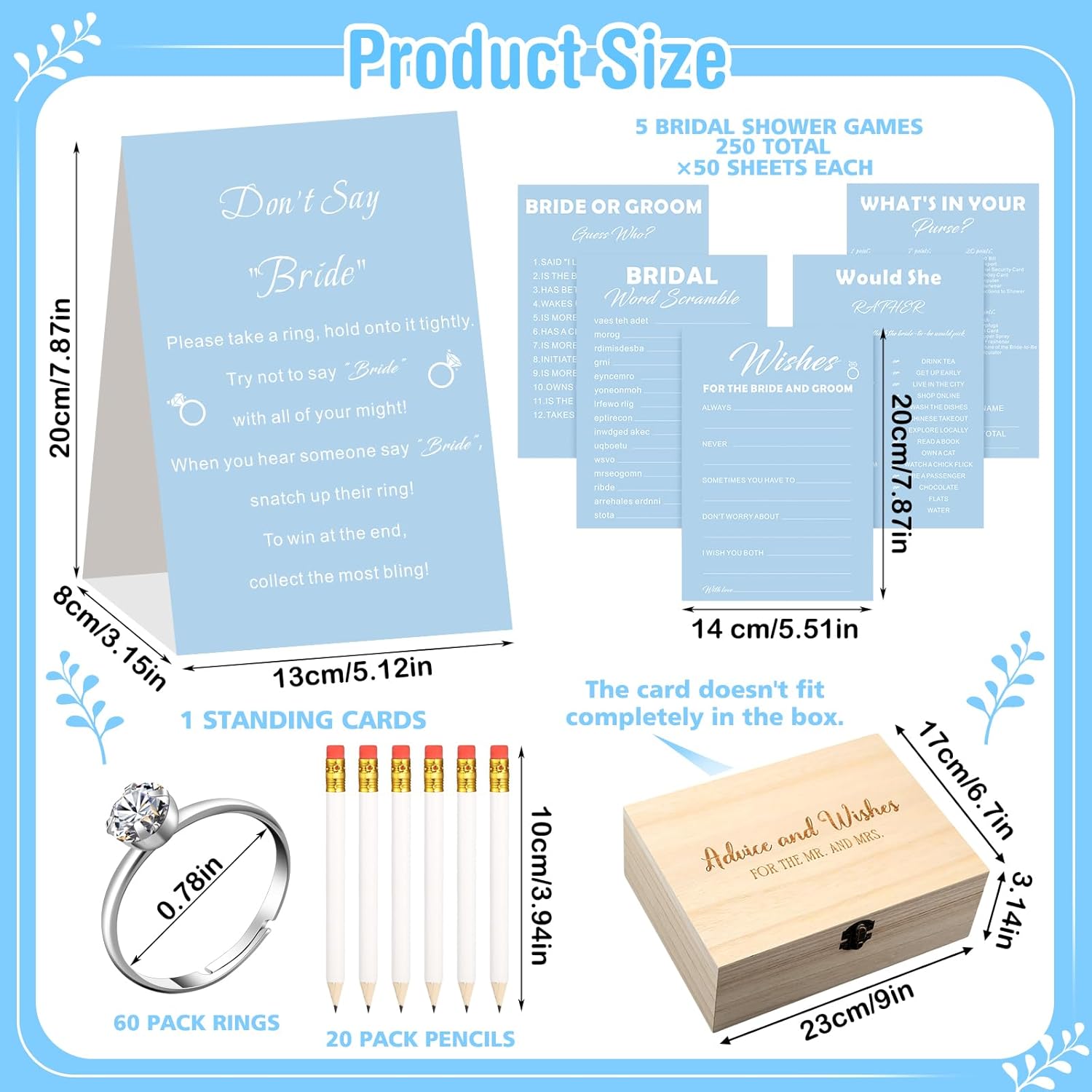 Light Blue Bridal Shower Game Set for 50 Guests