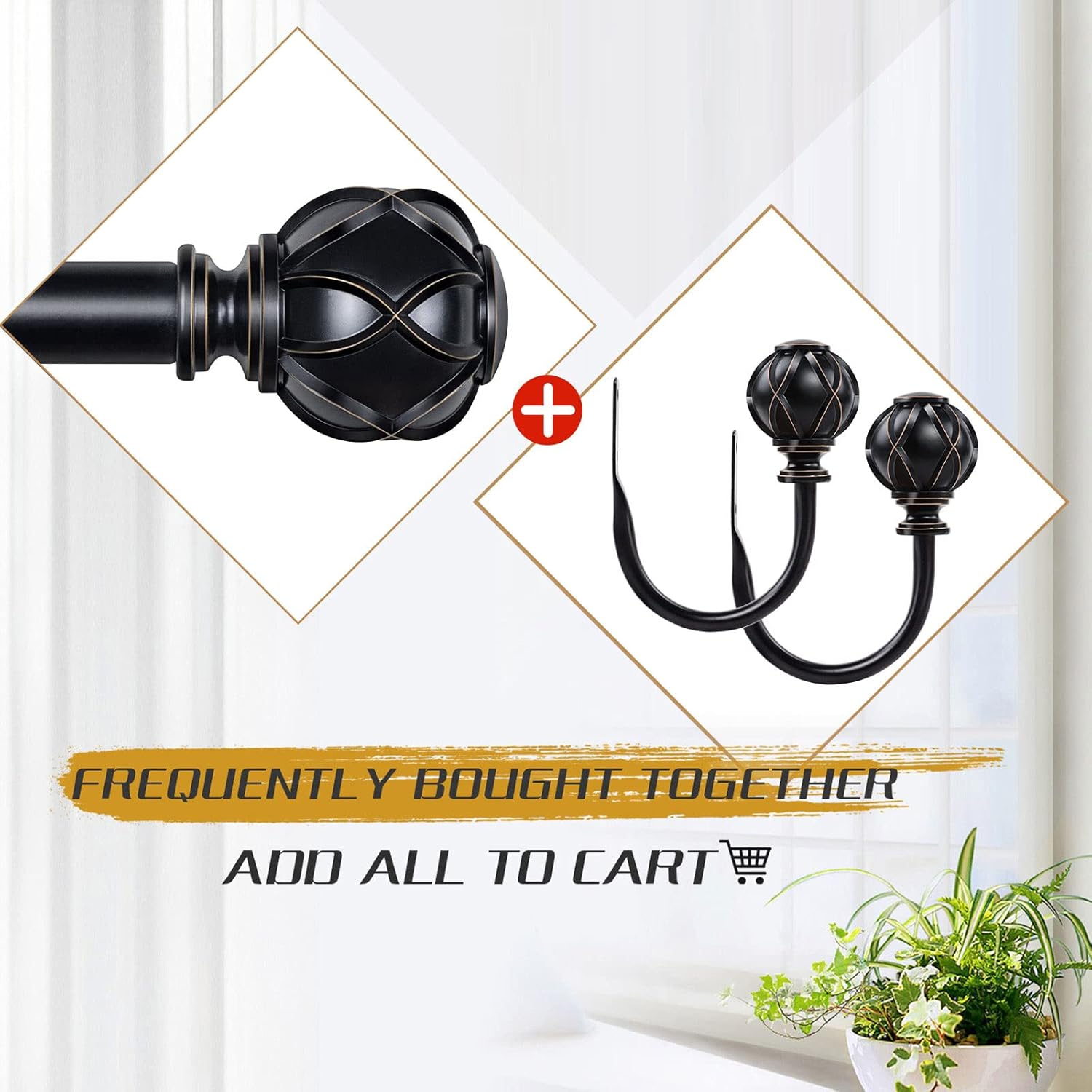 KAMANINA Decorative Curtain Holdbacks Black 2 Pack