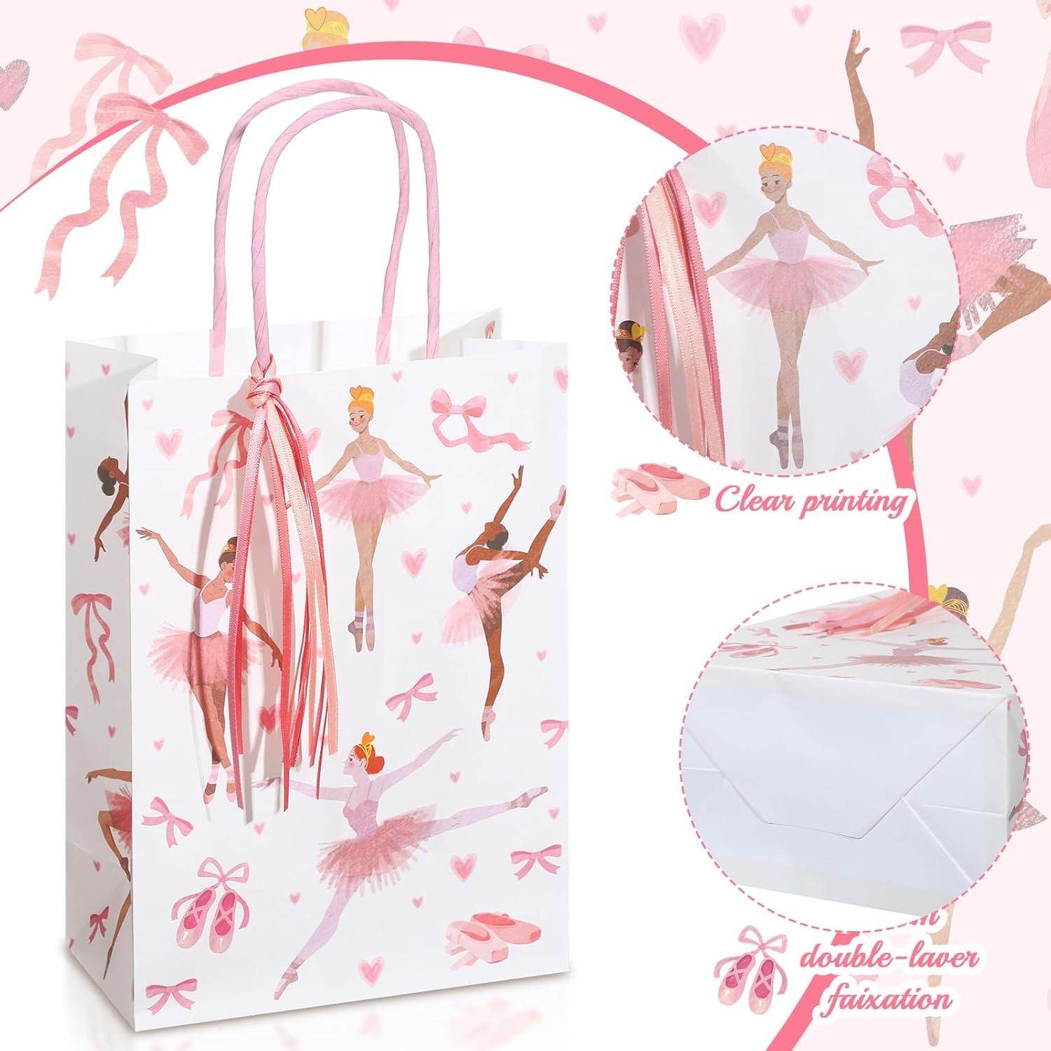 Ctosree 24 Sets Ballerina Gift Bags with Ribbon