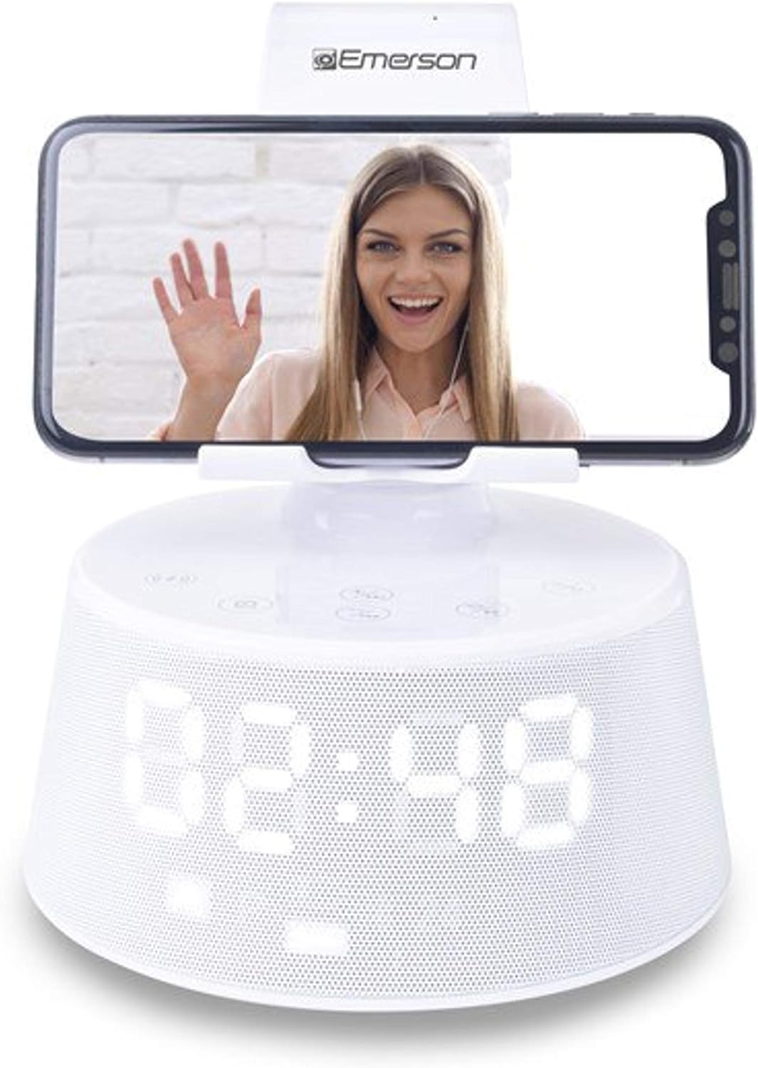 Emerson Wireless Charging Docking Station with Bluetooth Speaker and Alarm Clock
