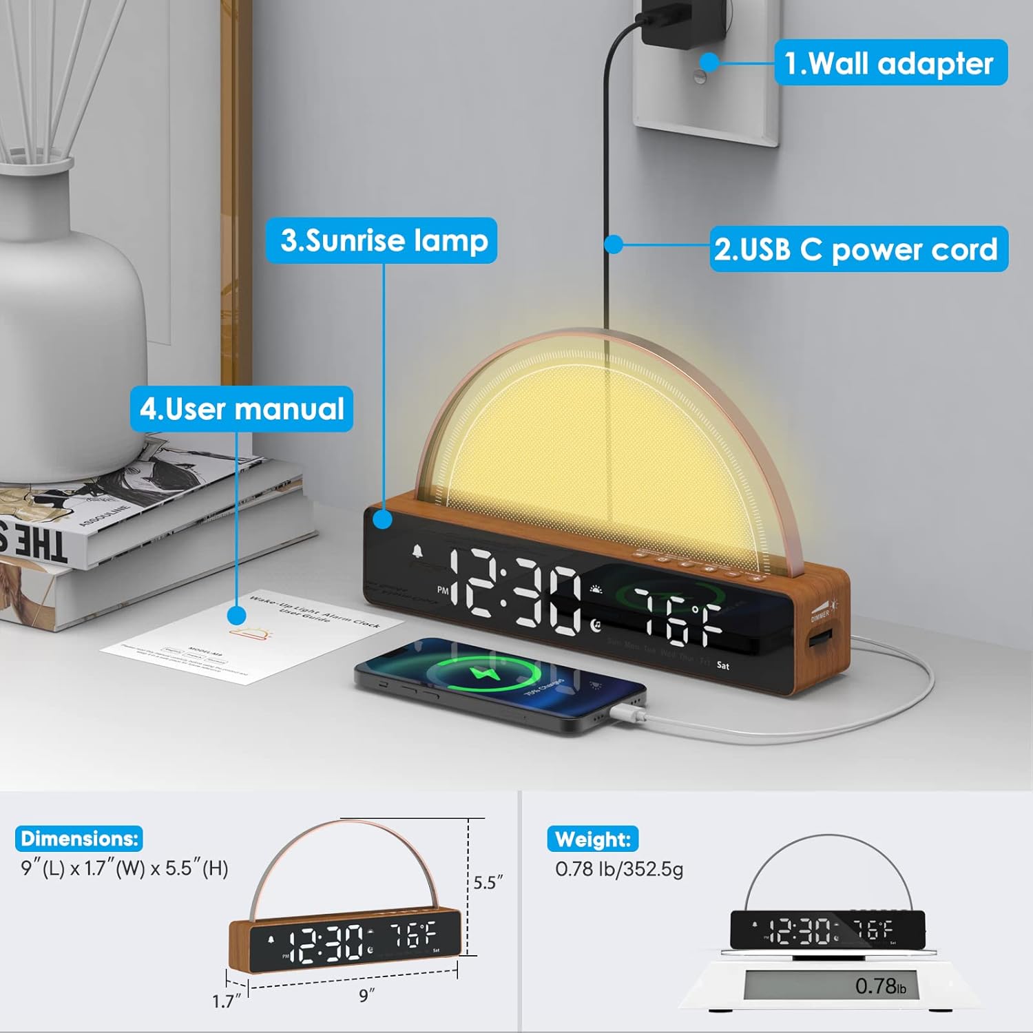 APUZOM Sunrise Alarm Clock with Light and Sound