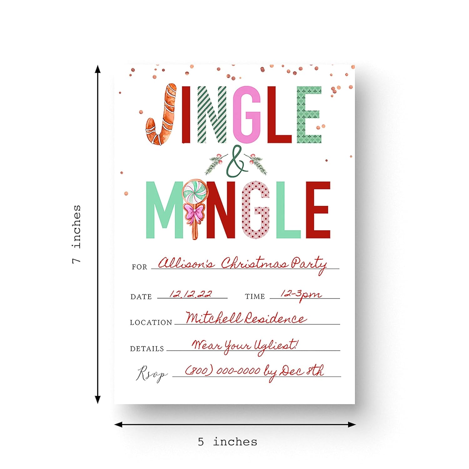 Expressionz Cafe Christmas Jingle Mingle Party Invitations Pack of 25