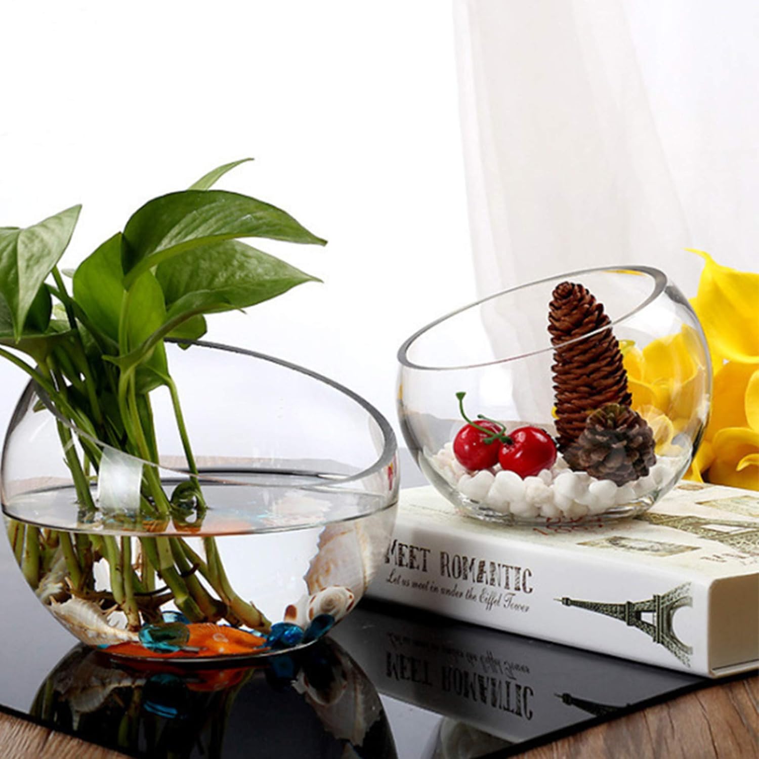 WGVI Clear Slant Cut Glass Vase 7 x 6 x 27 x 4
