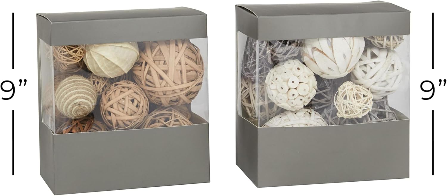 Deco 79 Wood Handmade Orbs Vase Filler Set of 2
