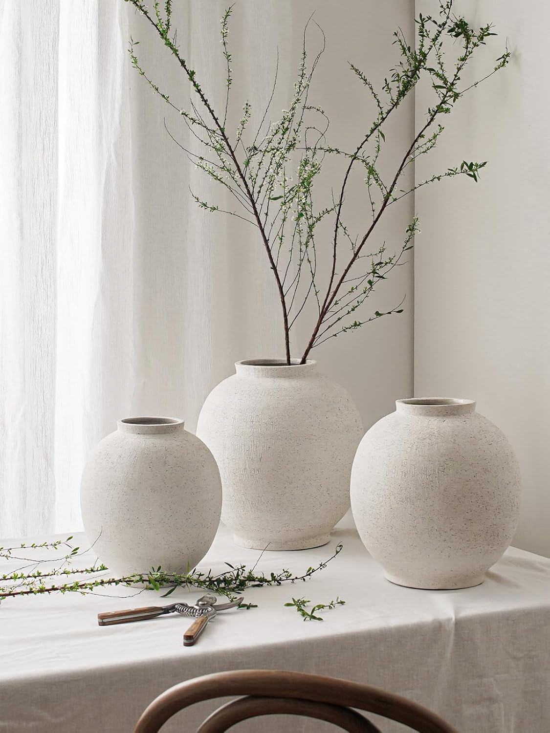 Large White Ceramic Vase 98 Inch Rustic Farmhouse Decor